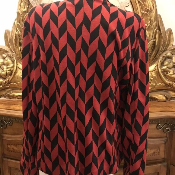 **"New Directions" Open Front Jacket, Size XL, Red and Black. Shawl Collar. B4 - Picture 2 of 4